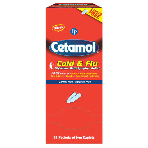 Cetamol Cold & Flu Nighttime Multi-Sympton Relief 51pk