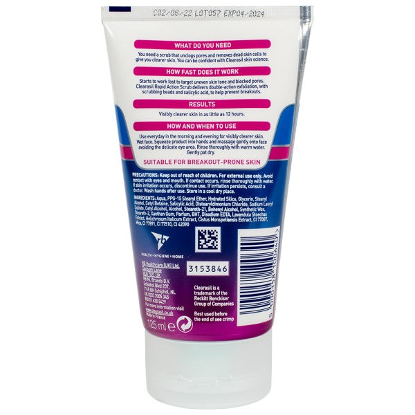 Clearasil Rapid Action Exfoilate Facial Scrub 125ml