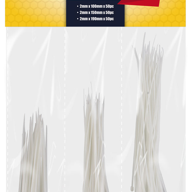 DID White Cable Ties 150pc