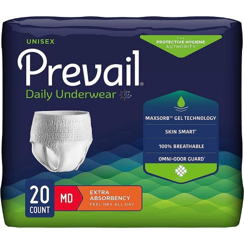 Prevail Unisex Daily Underwear 20 Count Med 34"-46"