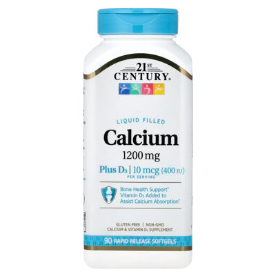 21ST Century 1200mg Plus D3 400IU Softgels 90's