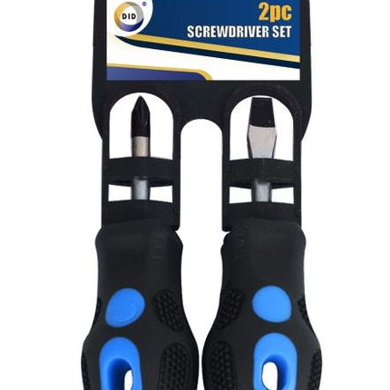 DID Gripped Stubby Phillips & Slotted Screwdriver Set 2pc