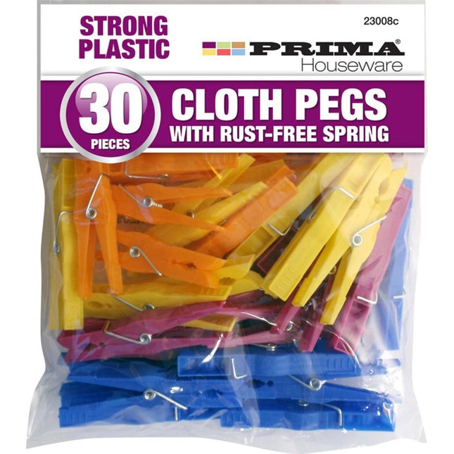 Prima Strong Plastic Rust-Free Clothes Pegs 30pk