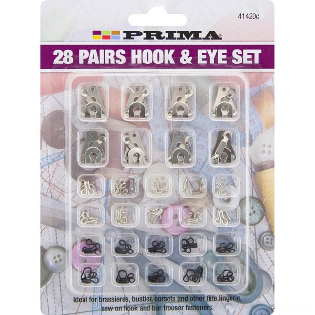 Prima Assorted Hook & Eye Set 28 pairs