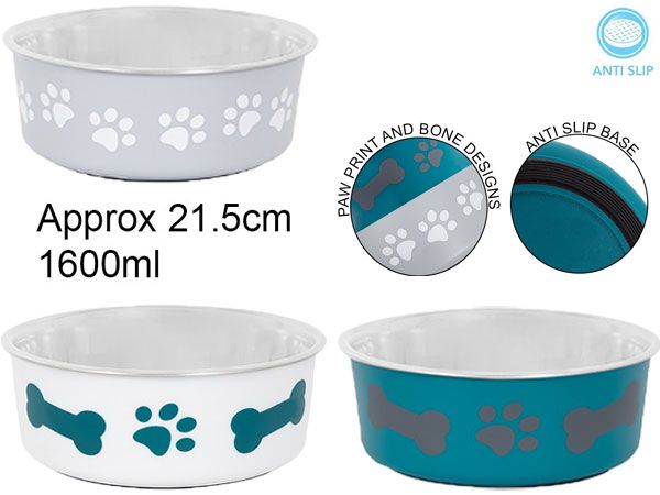 SMART CHOICE ANTI SKID & BONE PET BOWL 1600ML ASSTD