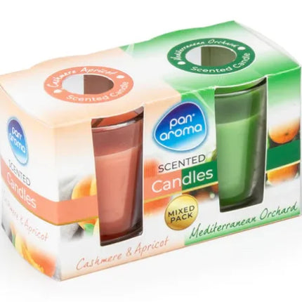 PAN AROMA SCENTED CANDLES MIXED PACK MEDITERRENEAN ORCHARD & CASHMERE & APRICOT