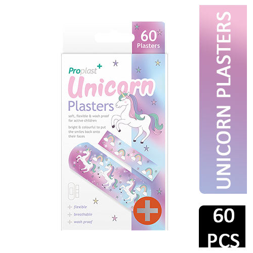 Proplast Childrens Unicorn Plasters Asst 60pk