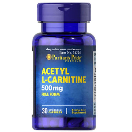 Puritans Pride Acetyl L-Carnitine 500mg Capsules 30