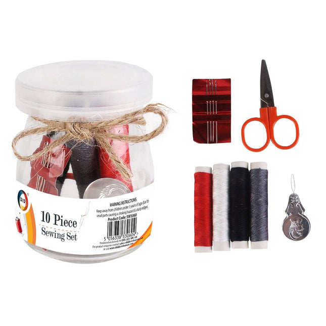 DID Sewing Set 10pc in Glass Jar