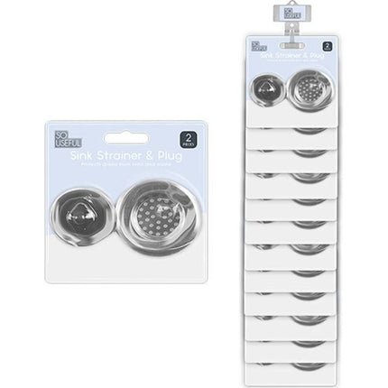 So Useful Stainless Steel Sink Strainer & Rubber Plug Set 2pc