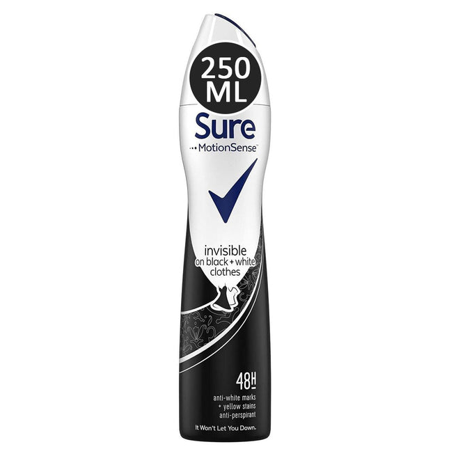 Sure A/P Spray Invisible Black & White 250ml