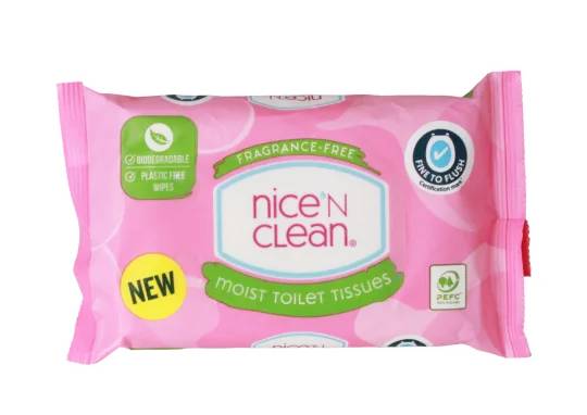 Nice N Clean Flushable Wipes 40's