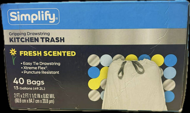 Simplify Fresh Scented Garbage Bags White 40ct