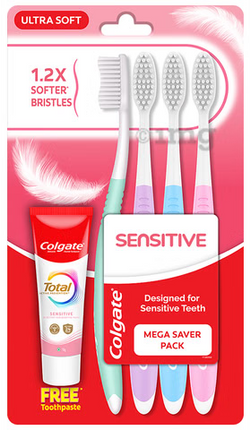 Colgate Gentle Sensitive Ultra Soft Toothbrushes 4pk