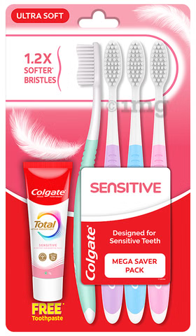Colgate Gentle Sensitive Ultra Soft Toothbrushes 4pk