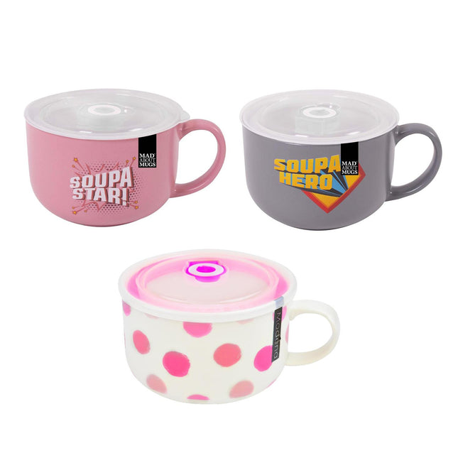 Mad About Mugs Lidded Soup Mug 25oz Asst Cols