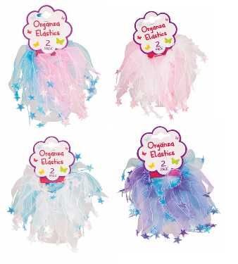 Hair Elastic W/Organza 2 Pack