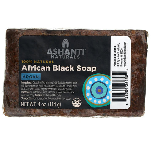 Ashanti African Black Soap Argan 4oz