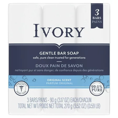 Ivory Bar Soaps 90g 3's