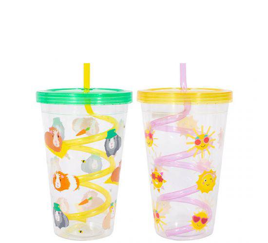 BELLO CRAZY STRAW PARTY TUMBLERS 650ML ASSTD8.75