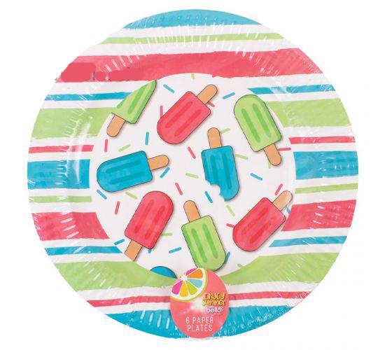 Bello Stripe Lolly Paper Plates 23cm 6pk
