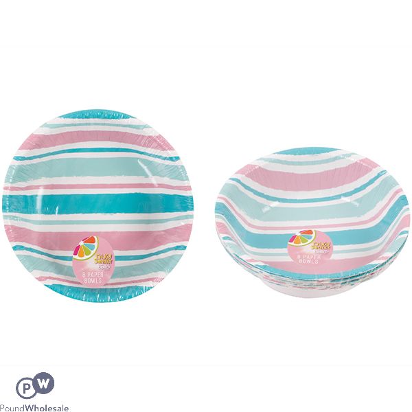 BELLO STRIPE LOLLY PAPER BOWL 8PK