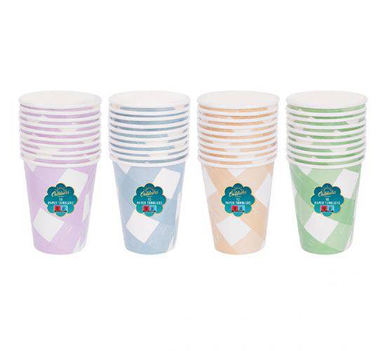 BELLO STRIPE PAPER TUMBLER 12 OZ 10 PK ASST COLOURS