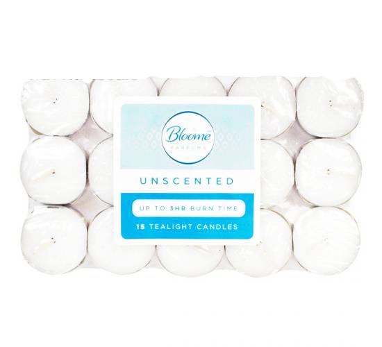 Bloome White Unscented Tea Light Candles 15pk