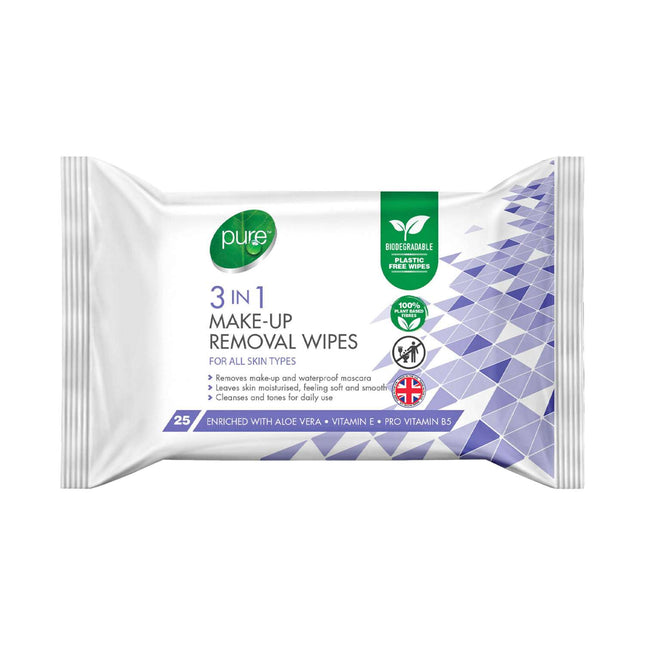 Pure 3 in-1 Make - up Removal Wipes 25's