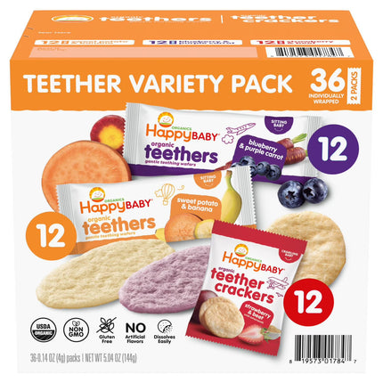Happy Baby Organic Teethers Variety Pack 36ct