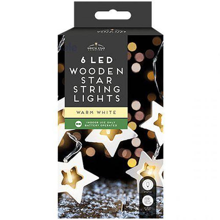 Christmas 6LED Wooden Star String Lights