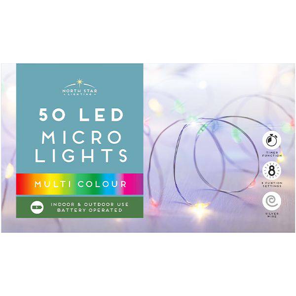 North Star Battery Operated LED Multi-coloured Micro Lights 4m