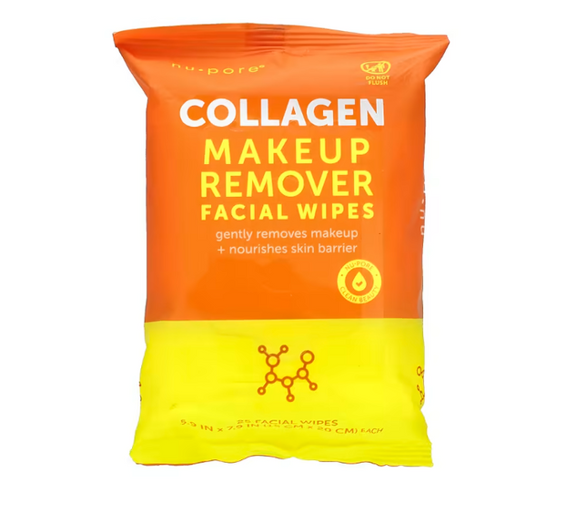 Nu-Pore Collagen Makeup Remover Facial Wipes 25's