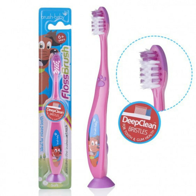 Brush Baby 6+ Floss Brush Deep Clean Kids Toothbrush