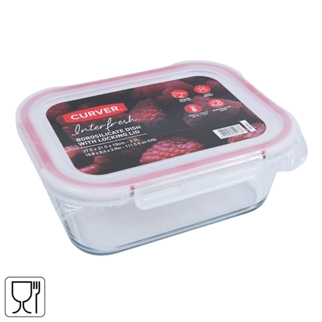 Curve Interfresh Glass Dish With Cover