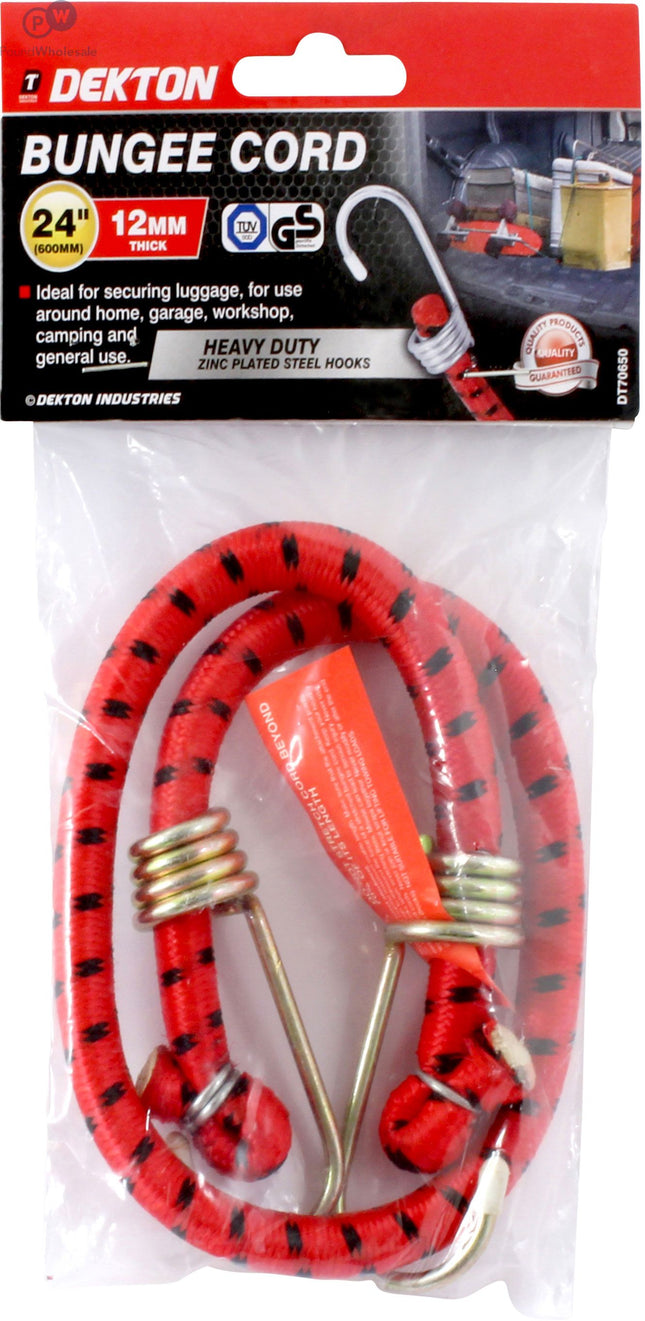 Dekton 24" X 12mm Heavy Duty Zinc Plated Steel Hook Bungee Cord