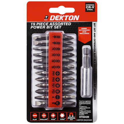 DEKTON 19 PIECE ASSSTD POWER BIT SET