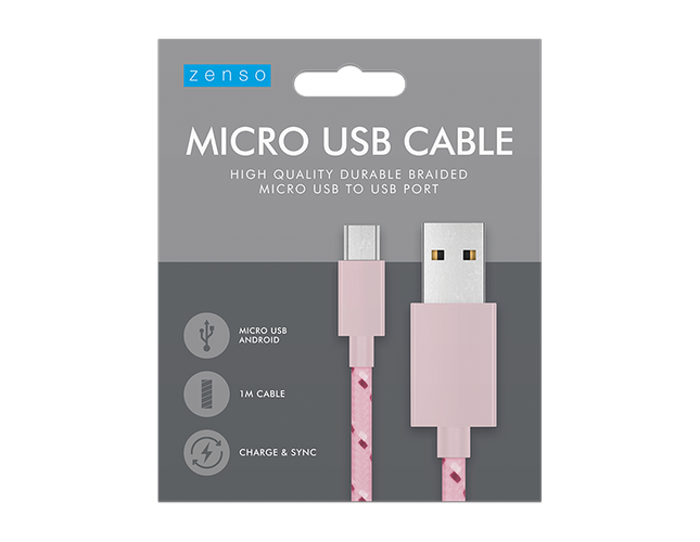 Zenzo Braided Micro USB Cable 1m