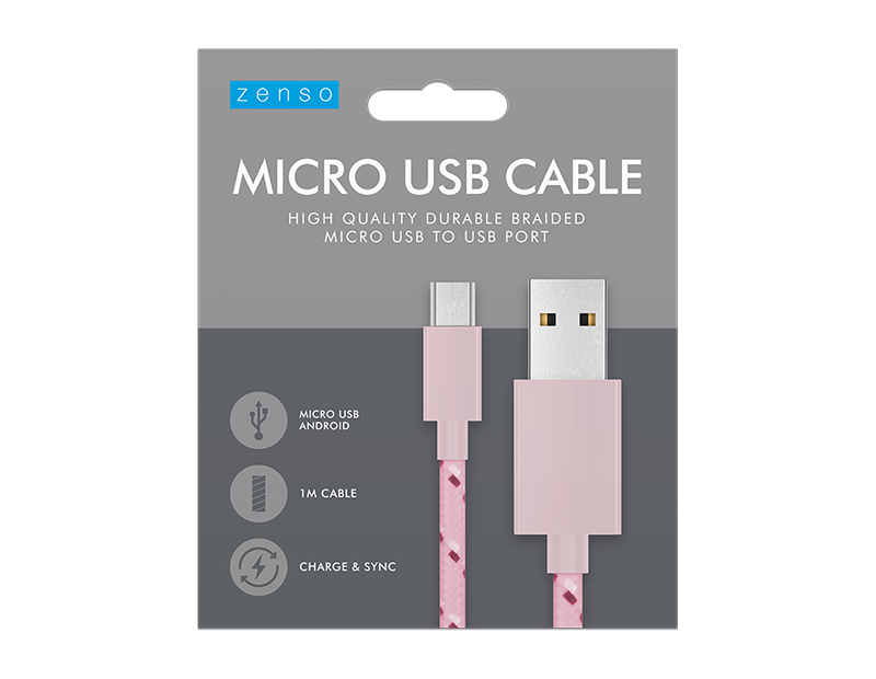 Zenzo Braided Micro USB Cable 1m