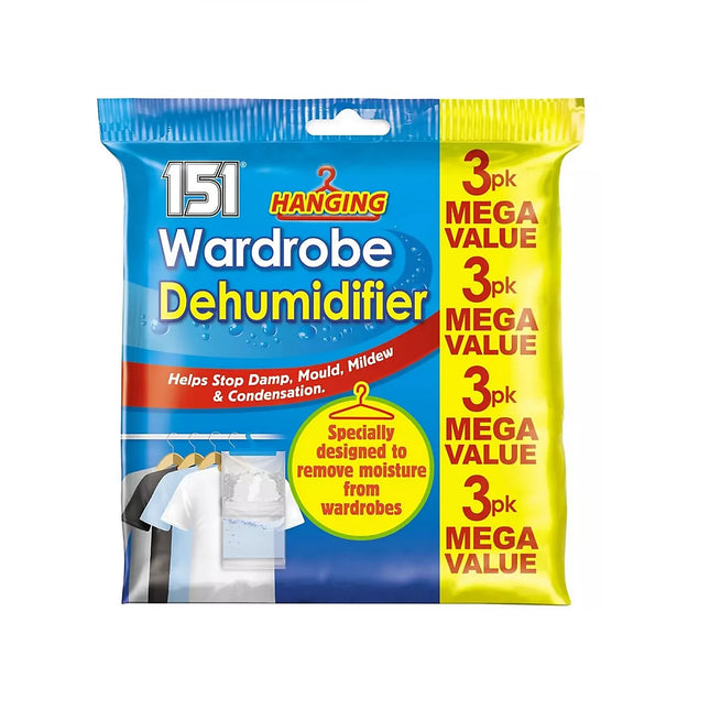 151 Hanging Wardrobe Dehumidifier 180g 3pk