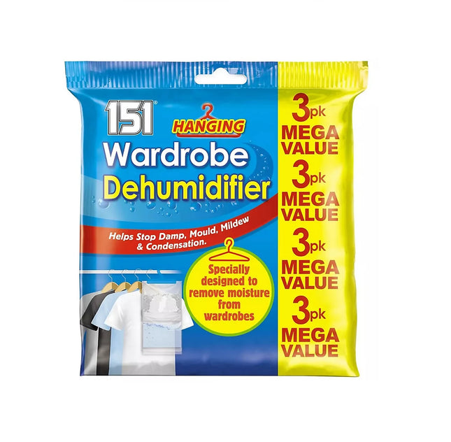 151 Hanging Wardrobe Dehumidifier 180g 3pk