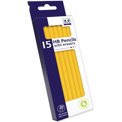 A* HB Pencils with Erasers Set 15pk