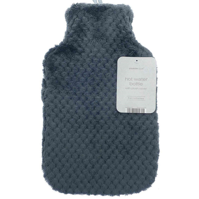 Country Club Hot Water Bottle w/Plush Cover 1L