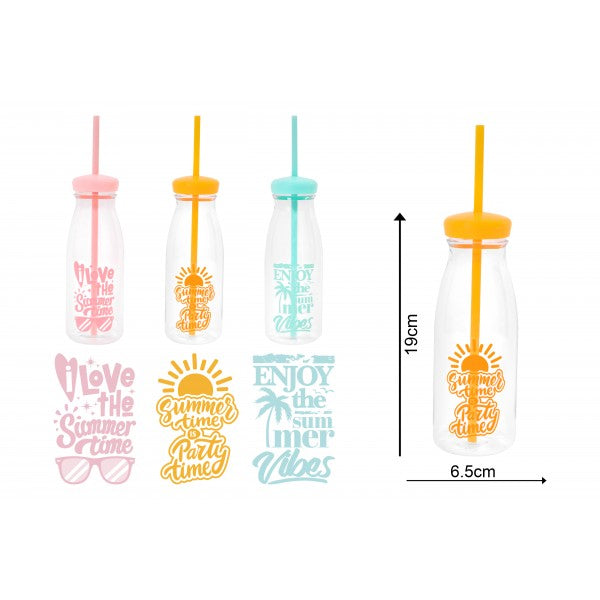 Bello Plastic Summer Bottles With Straw 525ml