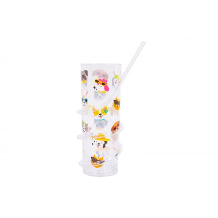 Bello Plastic Kids Animals Crazy Straw Tumbler