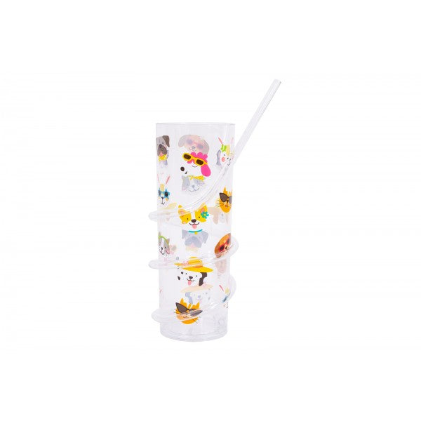 Bello Plastic Kids Animals Crazy Straw Tumbler