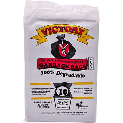 Victory Garbage Bags Large 30x36 Black 10's"