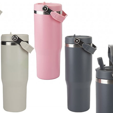 B & Co Flip Straws Stainless Steel Drinking Cup 600ml