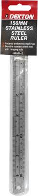 Dekton 150mm Stainless Steel Imperial and Metric Markings Ruler