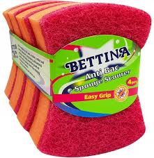 BETTINA EASY GRIP ANTI BAC SPONGE SCOURERS 4PK